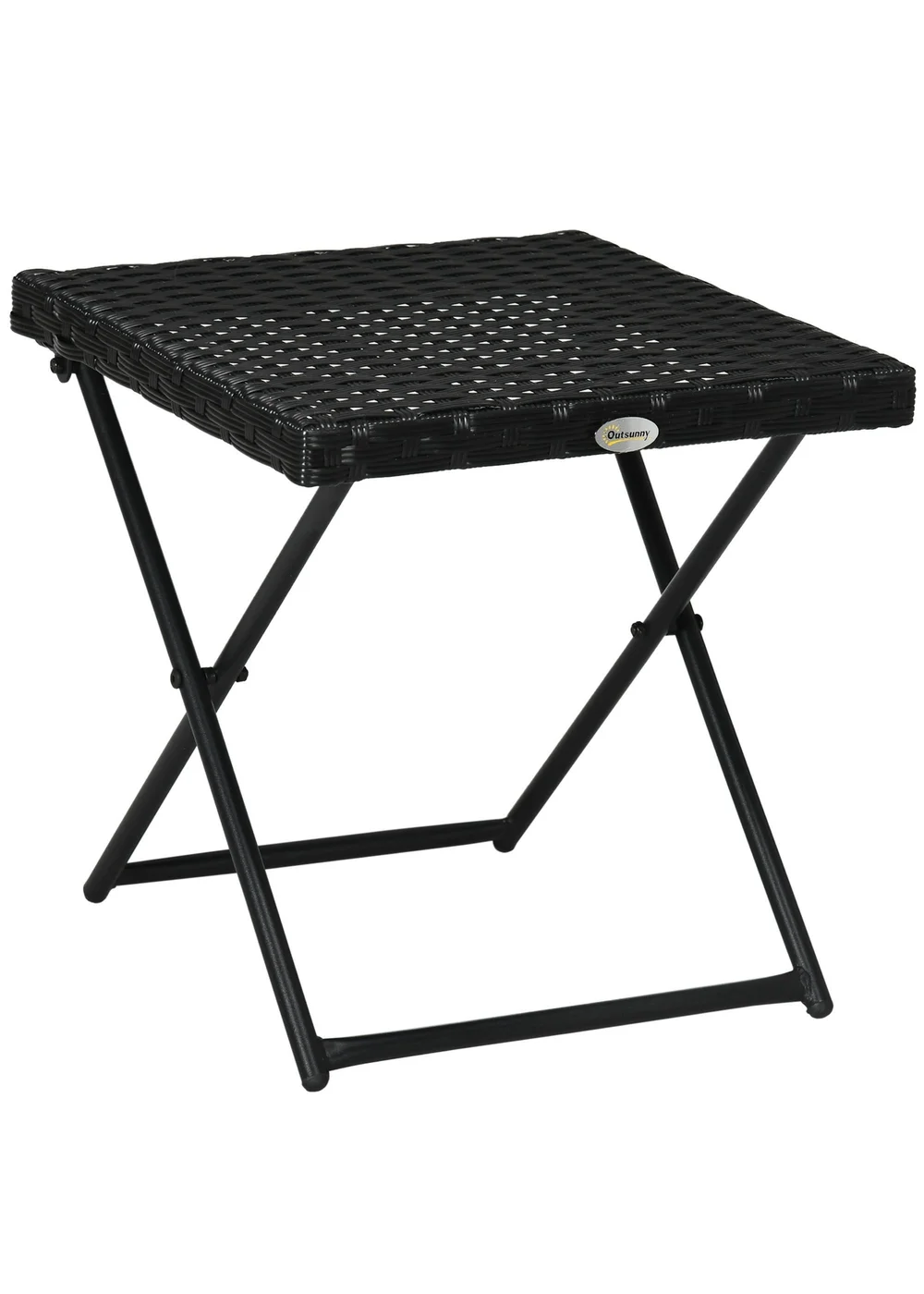 Outsunny Folding Square Rattan Coffee Table with Steel Frame Bistro Garden - One Size Image 2