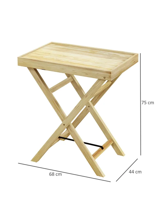 Outsunny Wooden Garden Table Outdoor Side Table Natural (68cmx44cmx75cm) - One Size Image 3
