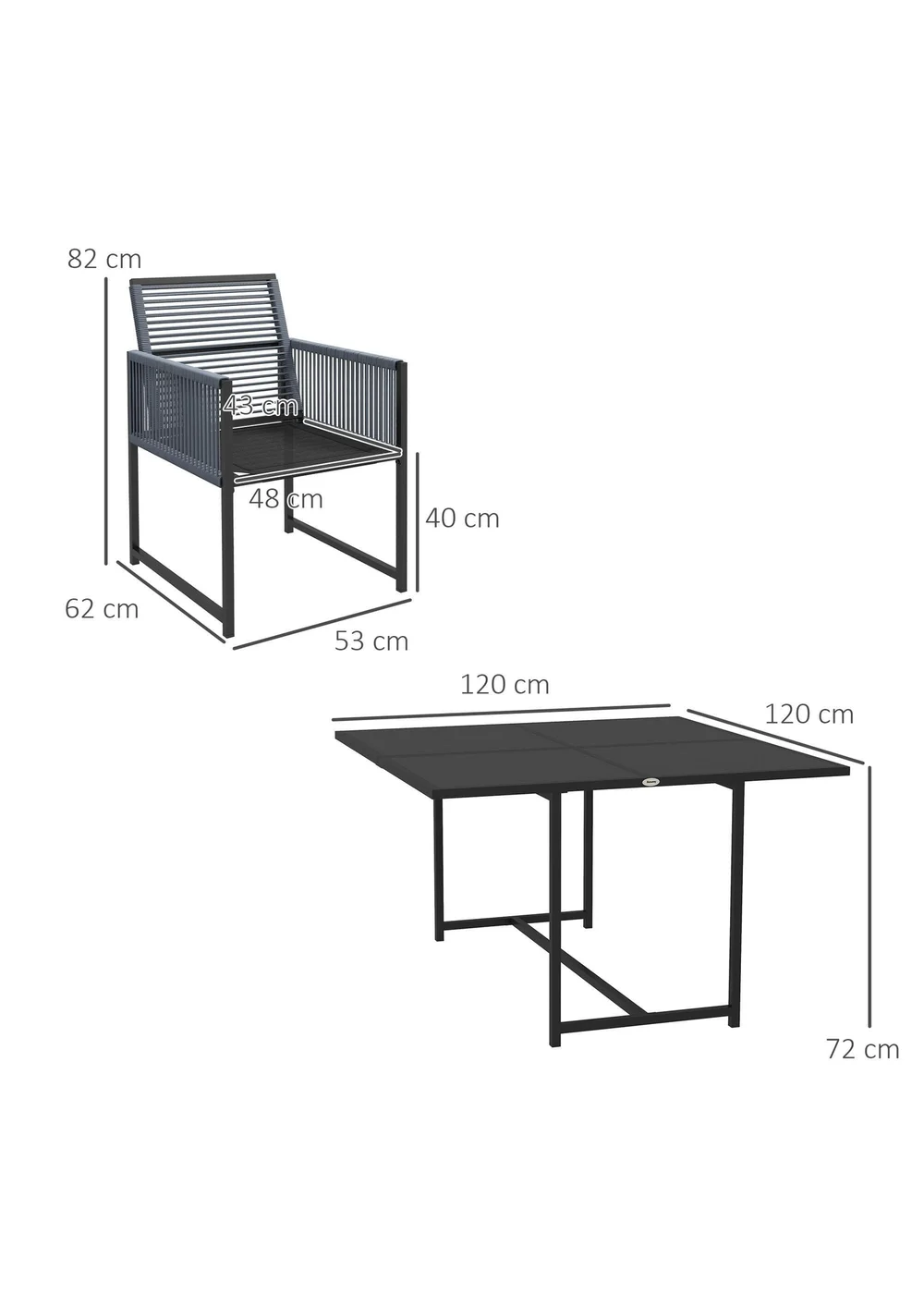 Outsunny 5 Pieces Patio Dining Set with Foldable Back - One Size Image 3
