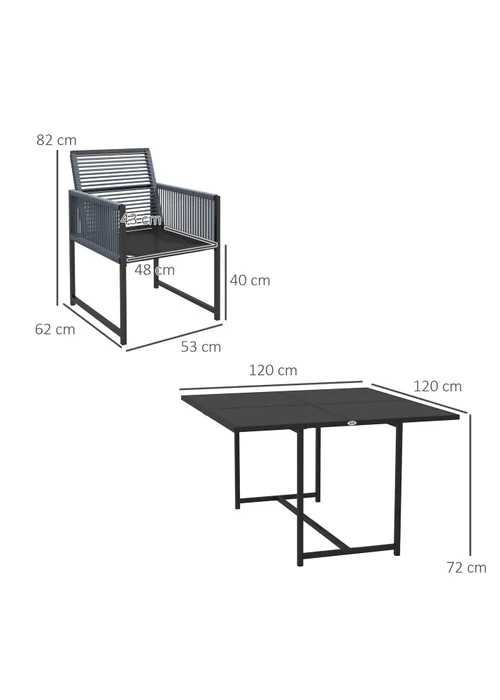 Outsunny 5 Pieces Patio Dining Set with Foldable Back - One Size Image 3