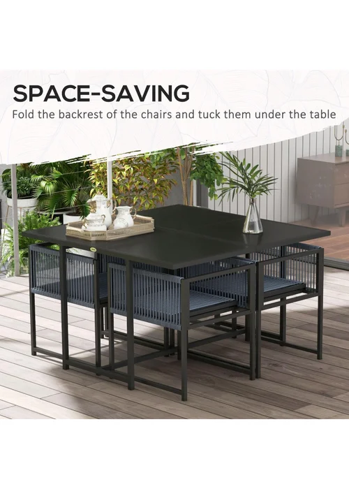 Outsunny 5 Pieces Patio Dining Set with Foldable Back - One Size Image 4