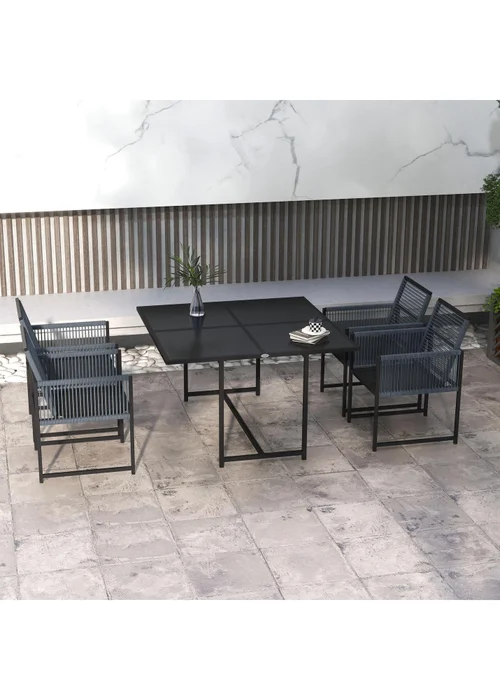 Outsunny 5 Pieces Patio Dining Set with Foldable Back - One Size Image 1