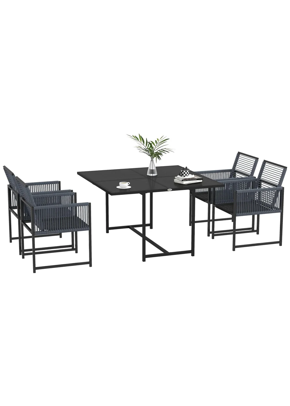 Outsunny 5 Pieces Patio Dining Set with Foldable Back - One Size Image 2