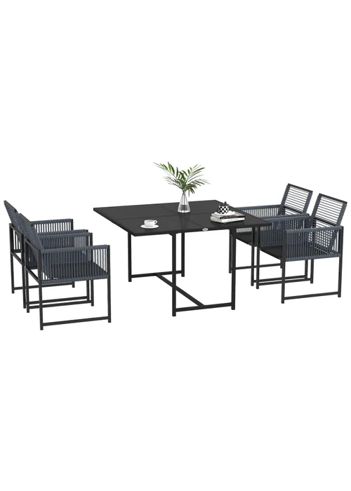 Outsunny 5 Pieces Patio Dining Set with Foldable Back - One Size Image 2