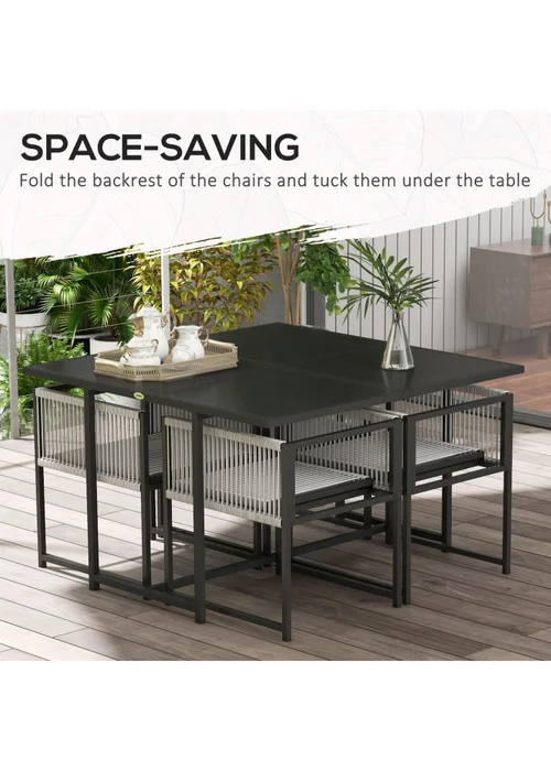 Outsunny 5 Pieces Patio Dining Set with Foldable Back - One Size Image 4
