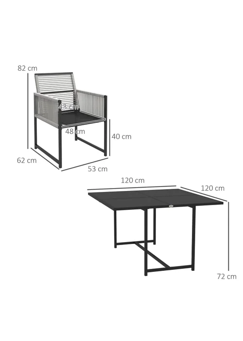 Outsunny 5 Pieces Patio Dining Set with Foldable Back - One Size Image 3