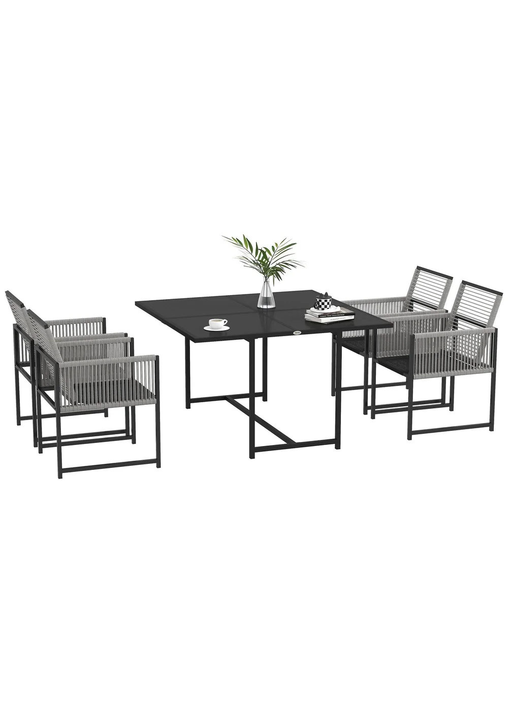Outsunny 5 Pieces Patio Dining Set with Foldable Back - One Size Image 2