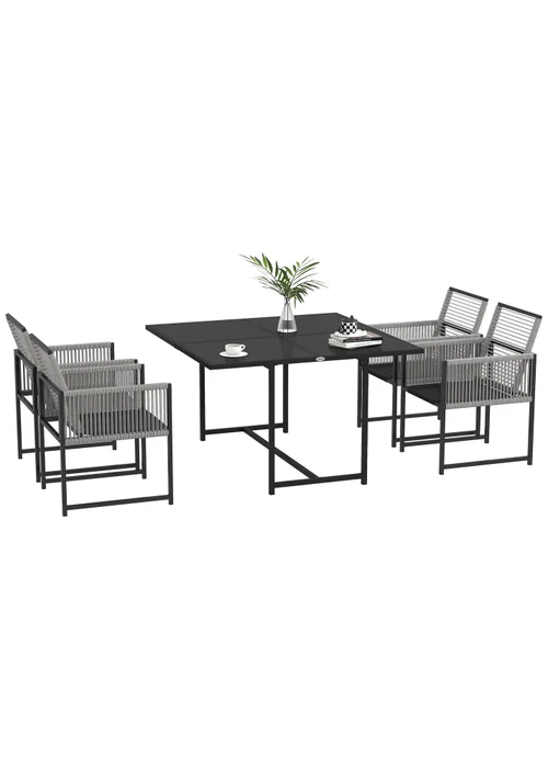 Outsunny 5 Pieces Patio Dining Set with Foldable Back - One Size Image 2