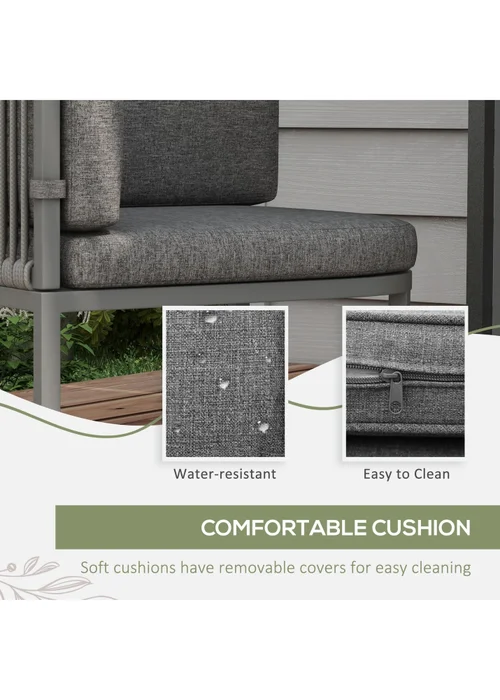 Outsunny 4 Seater Rattan Dining Set with Cushions - One Size Image 5