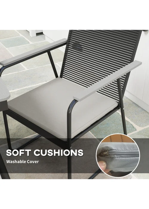 Outsunny 6 Seater Garden Dining Set with Cushions Rattan Backrest - One Size Image 4