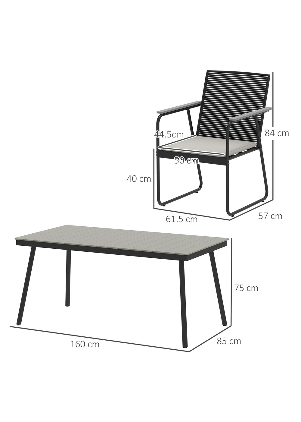 Outsunny 6 Seater Garden Dining Set with Cushions Rattan Backrest - One Size Image 3