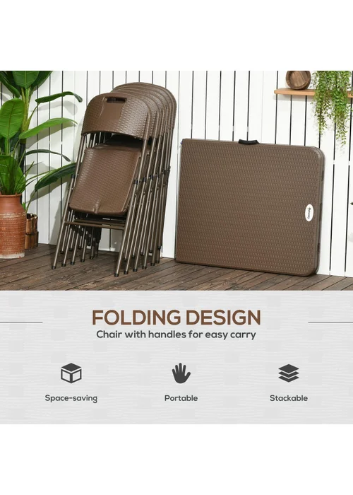 Outsuny HDPE Molding Design Resin Rattan Dining Set Foldable Table and Chairs - One Size Image 5
