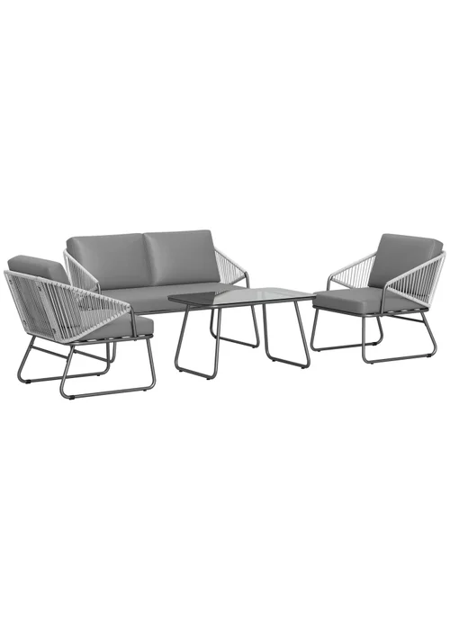Outsunny 4 Piece Rattan Garden Furniture Set with Cushions - One Size Image 2