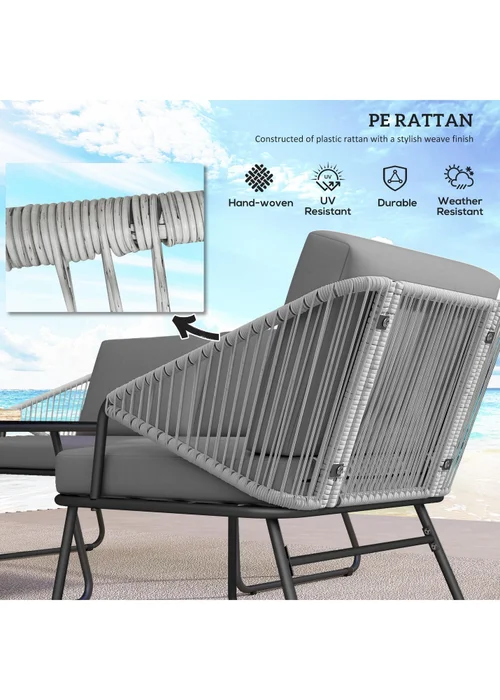 Outsunny 4 Piece Rattan Garden Furniture Set with Cushions - One Size Image 5