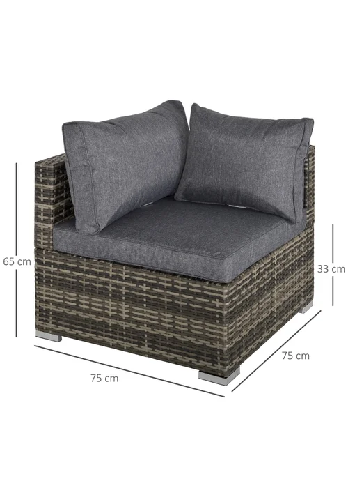 Outsunny Rattan Corner Sofa Garden Rattan Furniture Single Sofa Chair - One Size Image 3