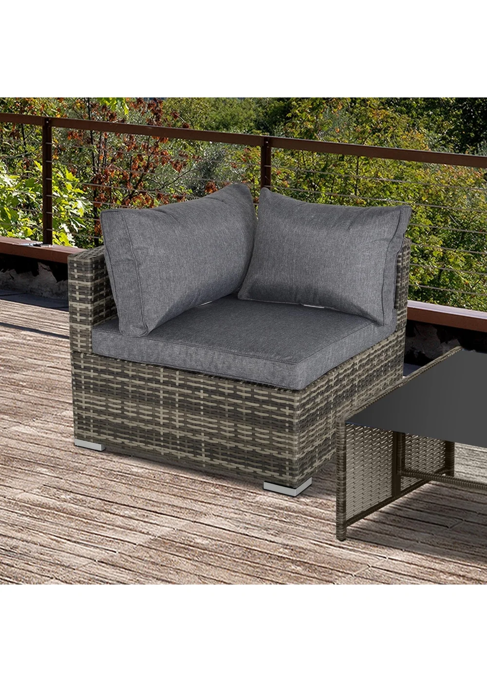 Outsunny Rattan Corner Sofa Garden Rattan Furniture Single Sofa Chair - One Size Image 1