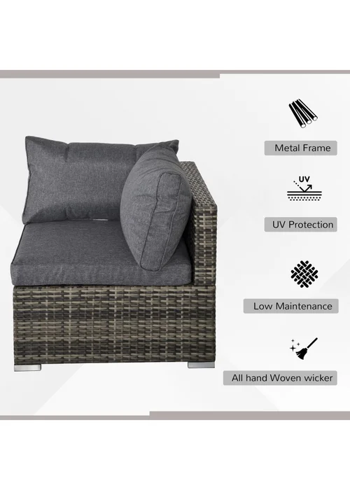 Outsunny Rattan Corner Sofa Garden Rattan Furniture Single Sofa Chair - One Size Image 4