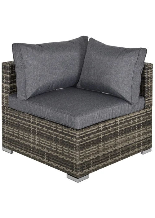 Outsunny Rattan Corner Sofa Garden Rattan Furniture Single Sofa Chair - One Size Image 2