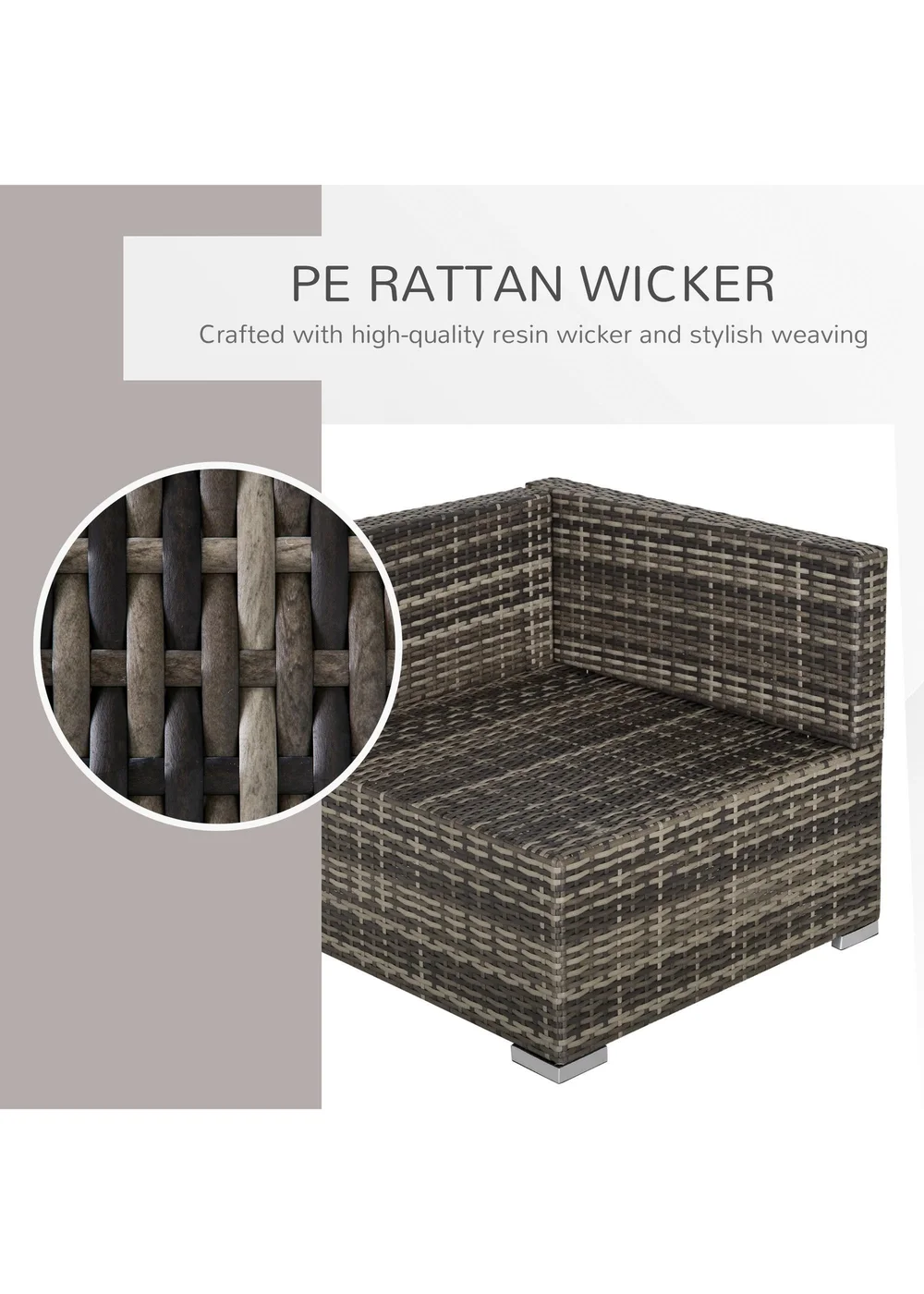 Outsunny Rattan Corner Sofa Garden Rattan Furniture Single Sofa Chair - One Size Image 5