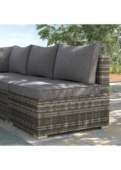 Outsunny Outdoor Garden Furniture Rattan Single Middle Sofa with Cushions - One Size Image 1