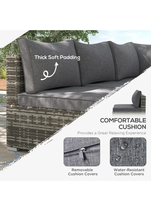 Outsunny Outdoor Garden Furniture Rattan Single Middle Sofa with Cushions - One Size Image 5