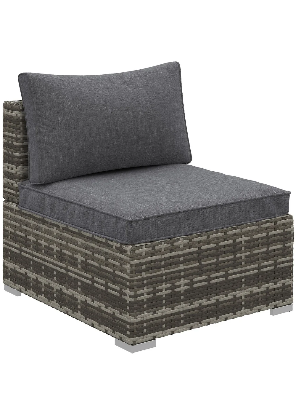 Outsunny Outdoor Garden Furniture Rattan Single Middle Sofa with Cushions - One Size Image 2
