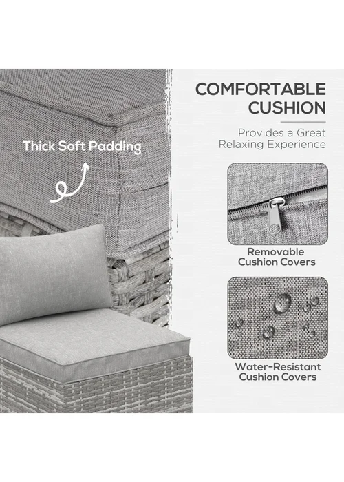 Outsunny Outdoor Garden Furniture Rattan Single Middle Sofa with Cushions - One Size Image 5