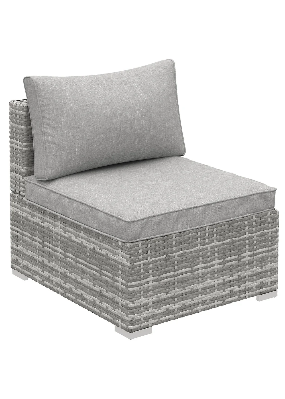 Outsunny Outdoor Garden Furniture Rattan Single Middle Sofa with Cushions - One Size Image 2