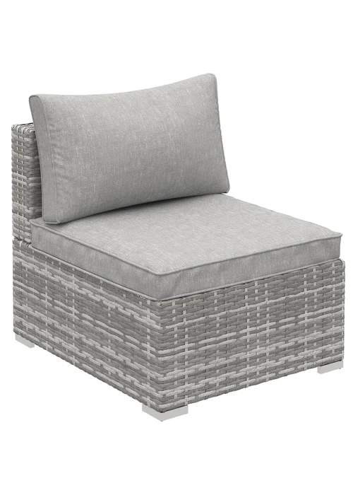 Outsunny Outdoor Garden Furniture Rattan Single Middle Sofa with Cushions - One Size Image 2