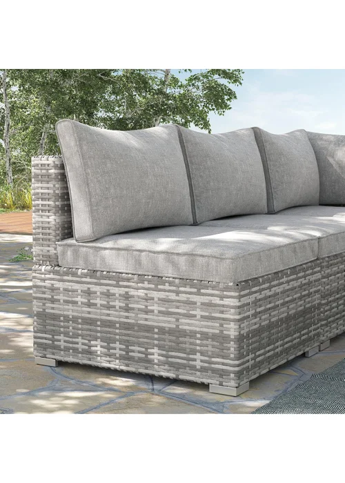 Outsunny Outdoor Garden Furniture Rattan Single Middle Sofa with Cushions - One Size Image 1