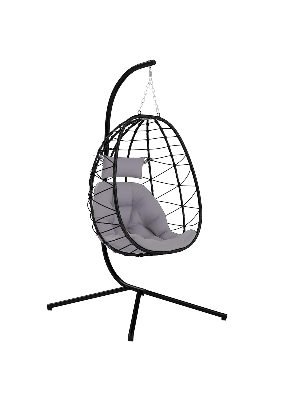 Outsunny Garden Egg Chair Outdoor Hanging Swing Chair Folding Basket - One Size Image 2