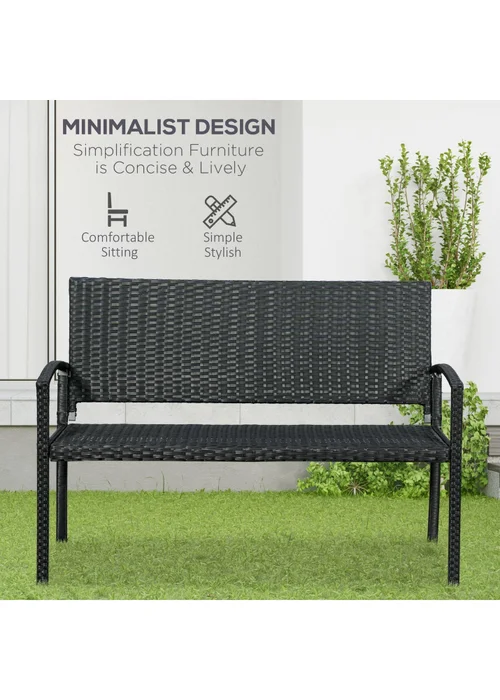 Outsunny Patio Rattan 2 Seater Garden Bench Love Seater Garden Armchair - One Size Image 4