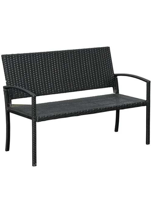 Outsunny Patio Rattan 2 Seater Garden Bench Love Seater Garden Armchair - One Size Image 2