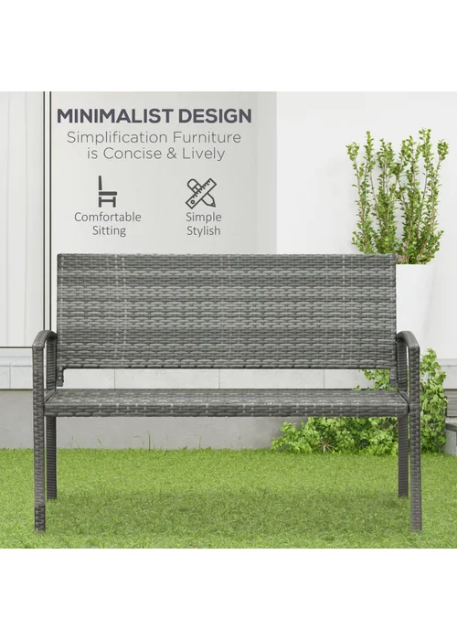 Outsunny Patio Rattan 2 Seater Garden Bench Love Seater Garden Armchair - One Size Image 4