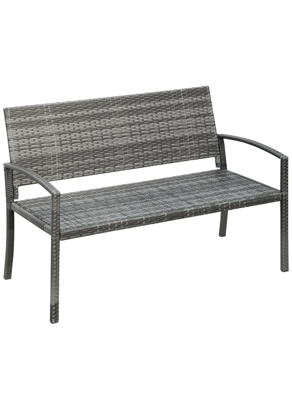 Outsunny Patio Rattan 2 Seater Garden Bench Love Seater Garden Armchair - One Size Image 2