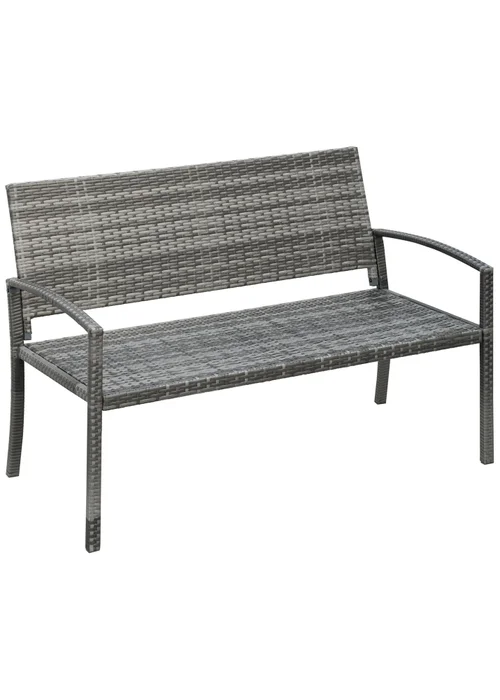 Outsunny Patio Rattan 2 Seater Garden Bench Love Seater Garden Armchair - One Size Image 2