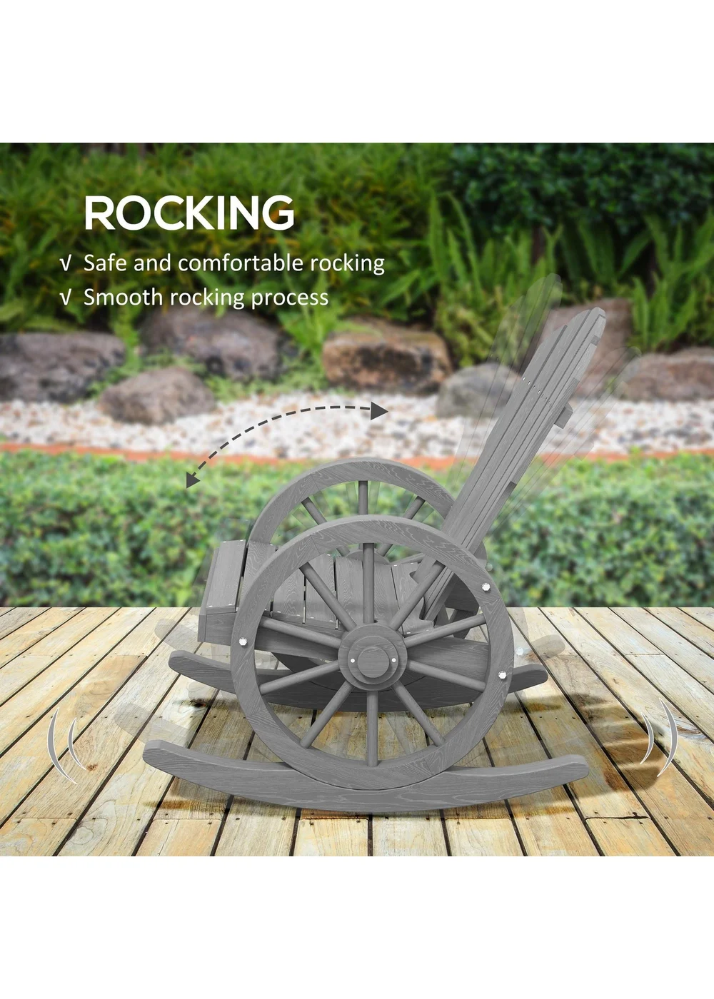 Outsunny Adirondack Rocking Chair Porch Poolside Garden Lounging - One Size Image 4