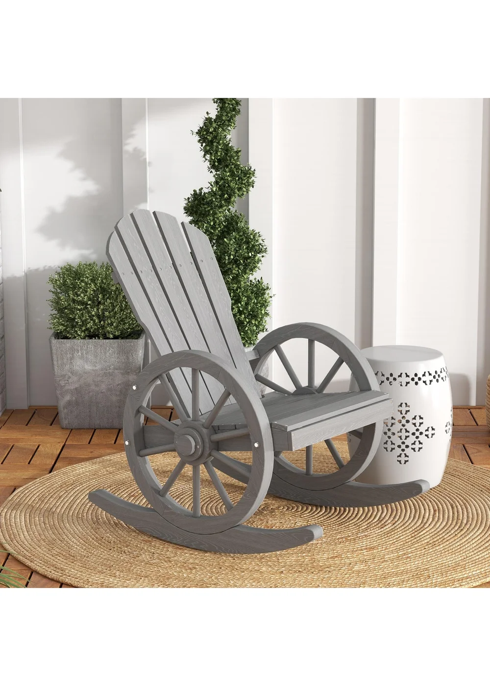Outsunny Adirondack Rocking Chair Porch Poolside Garden Lounging - One Size Image 1