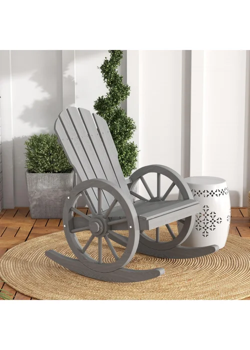 Outsunny Adirondack Rocking Chair Porch Poolside Garden Lounging - One Size Image 1