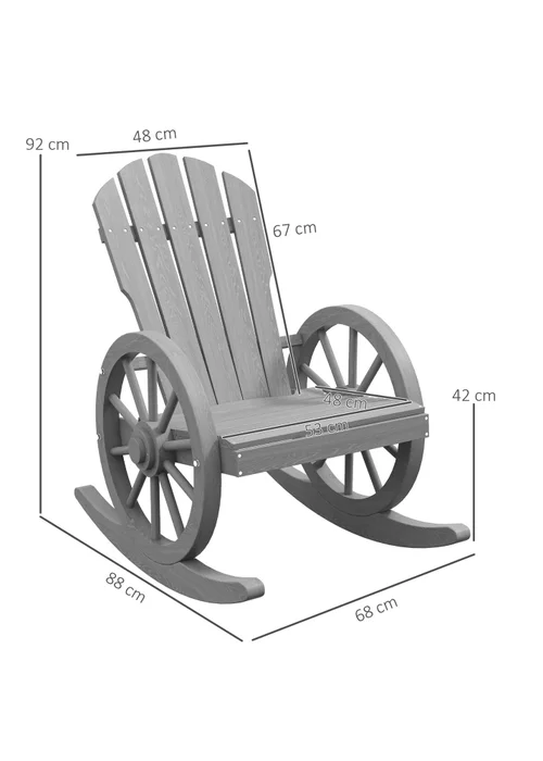 Outsunny Adirondack Rocking Chair Porch Poolside Garden Lounging - One Size Image 3