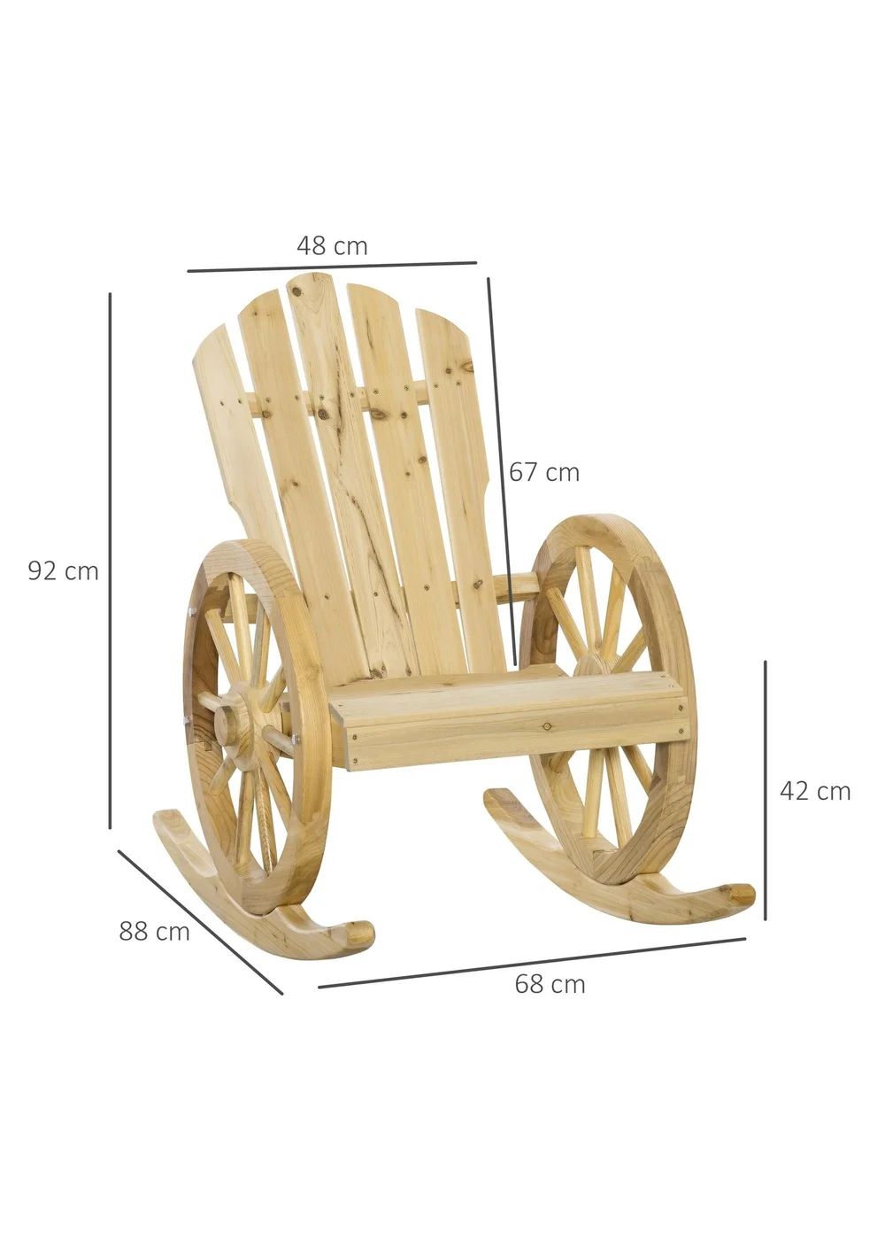 Outsunny Adirondack Rocking Chair Porch Poolside Garden Lounging - One Size Image 3