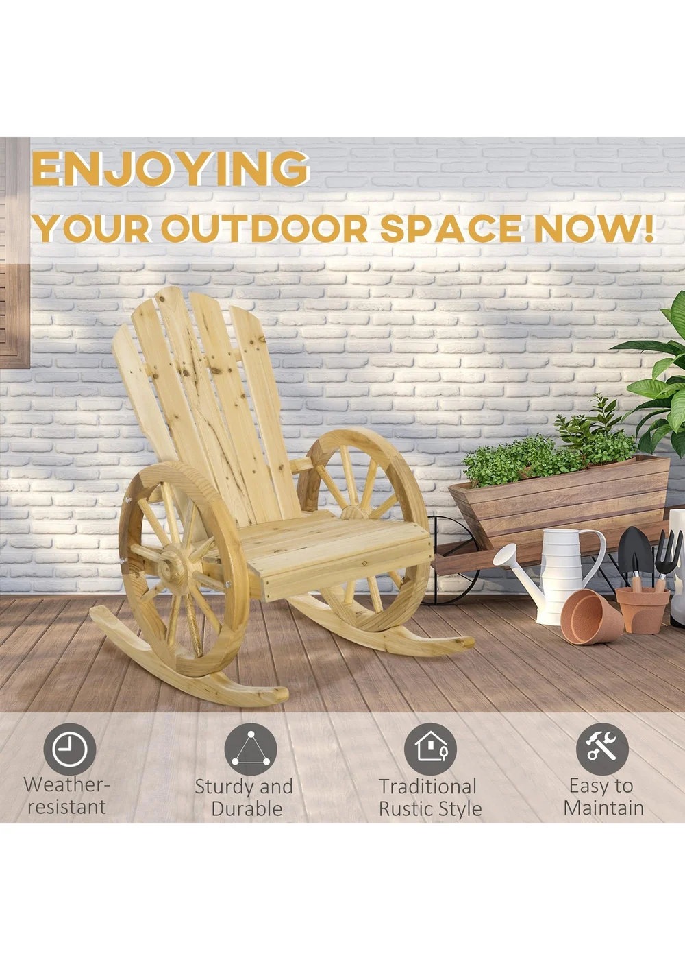 Outsunny Adirondack Rocking Chair Porch Poolside Garden Lounging - One Size Image 5