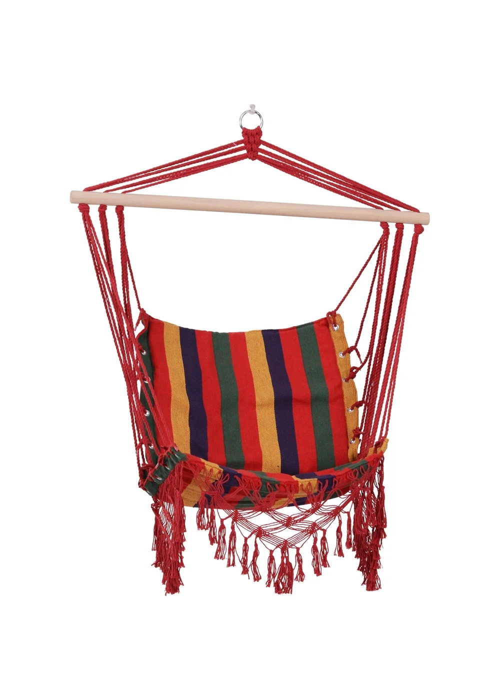 Outsunny Hammock Chair Swing Colourful Striped Seat Porch Indoor Outdoor Hanging - One Size Image 2