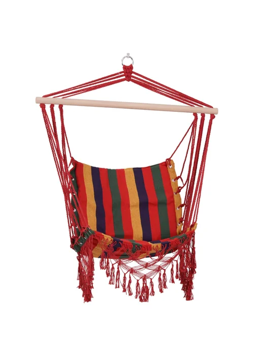 Outsunny Hammock Chair Swing Colourful Striped Seat Porch Indoor Outdoor Hanging - One Size Image 2