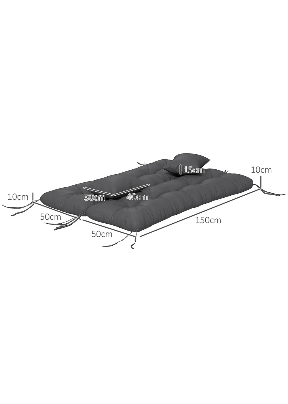 Outsunny Outdoor Back and Seat Cushion with Pillows No Swing - One Size Image 3