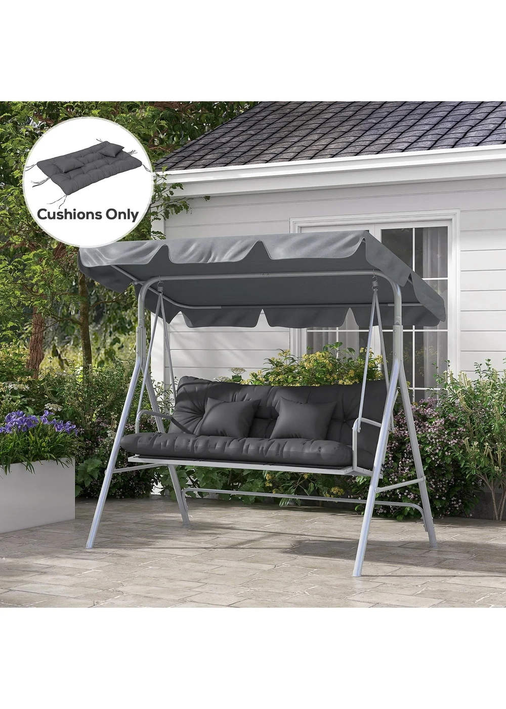 Outsunny Outdoor Back and Seat Cushion with Pillows No Swing - One Size Image 1