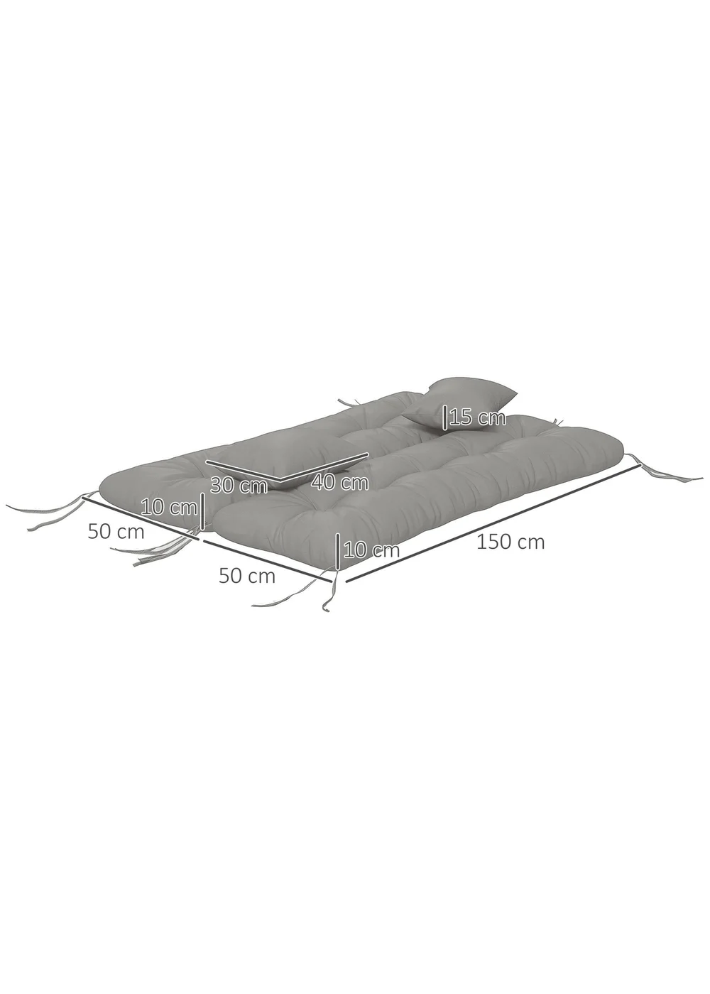 Outsunny Outdoor Back and Seat Cushion with Pillows No Swing - One Size Image 3