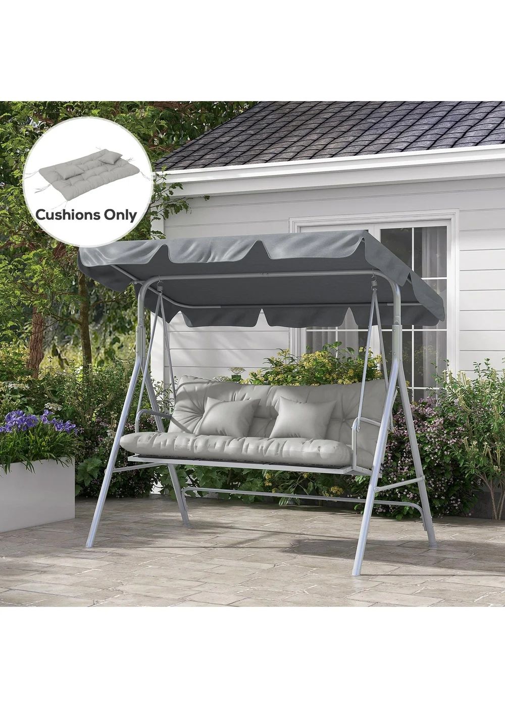 Outsunny Outdoor Back and Seat Cushion with Pillows No Swing - One Size Image 1