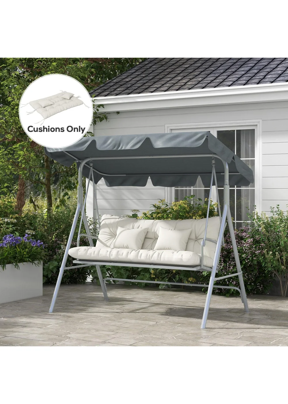 Outsunny Outdoor Back and Seat Cushion with Pillows No Swing - One Size Image 1