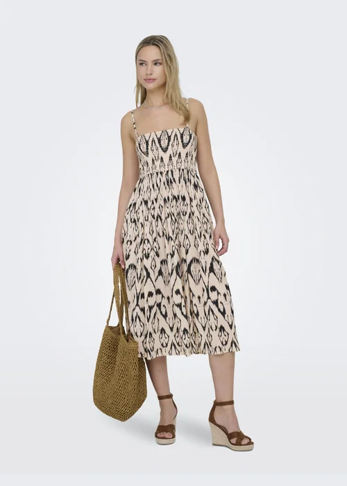 JDY Beige Patterned Midi Dress - 8 Image 1